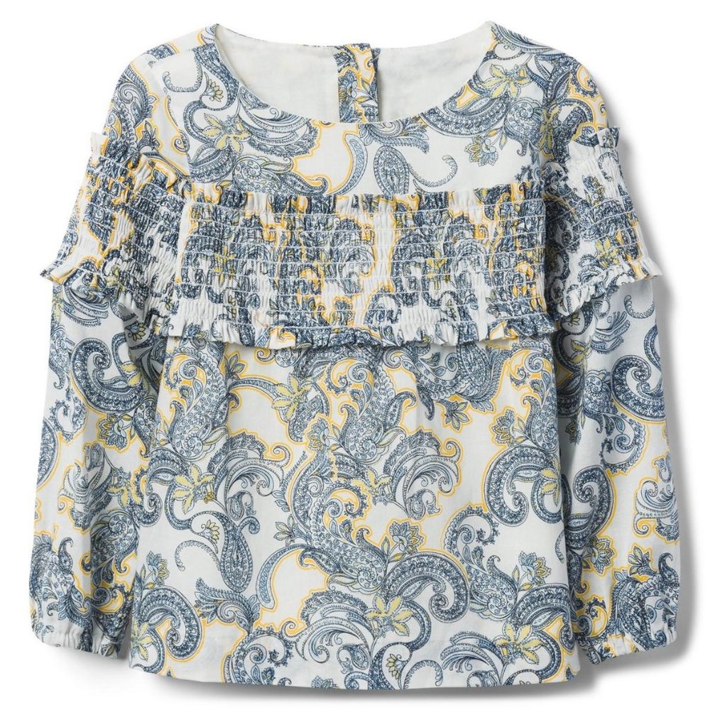 NWT Janie and Jack Smocked Paisley Top - Size 4